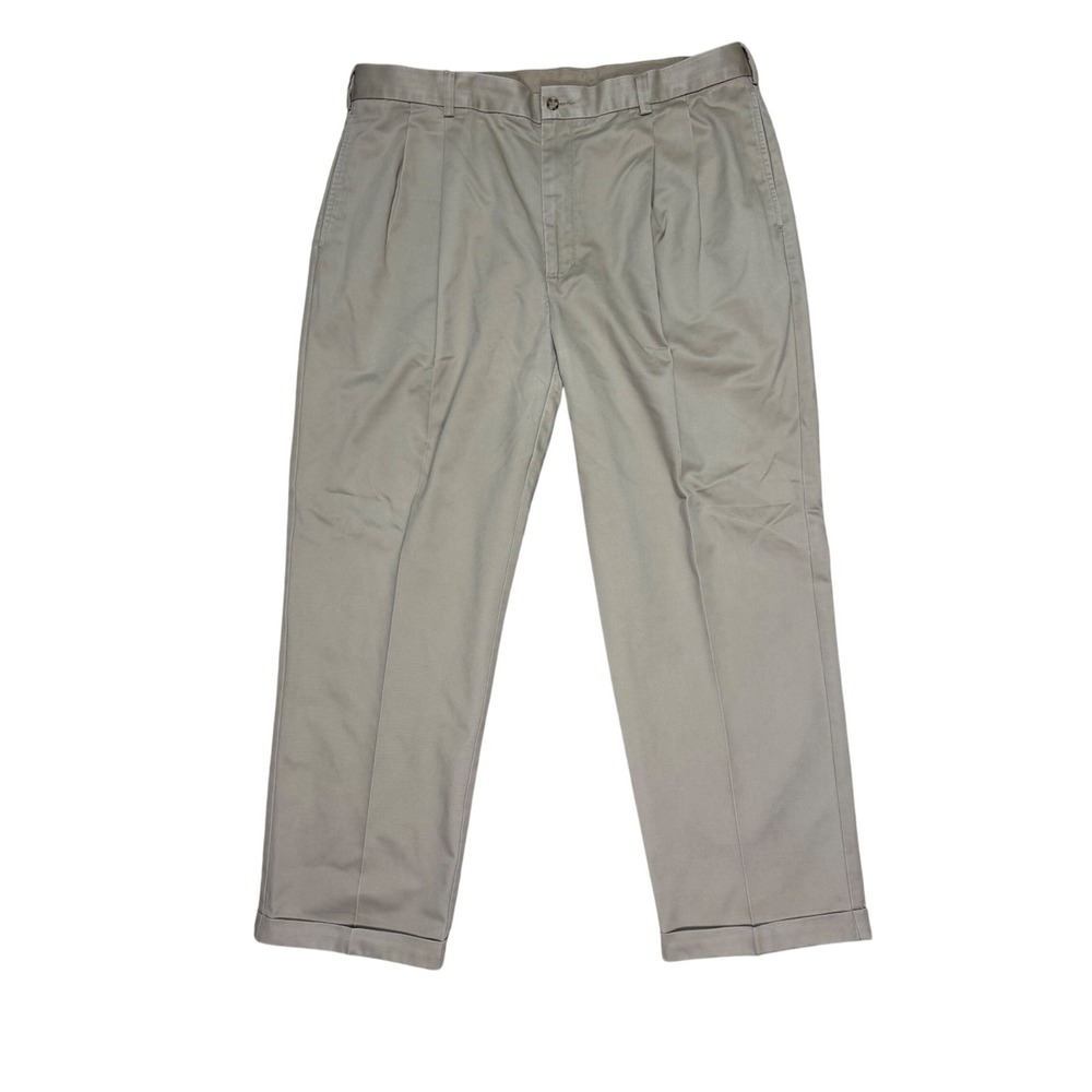 Jos. A. Bank Traveler's Collection Pants Mens 40x29 Khaki Pleated Cuffed Cotton
